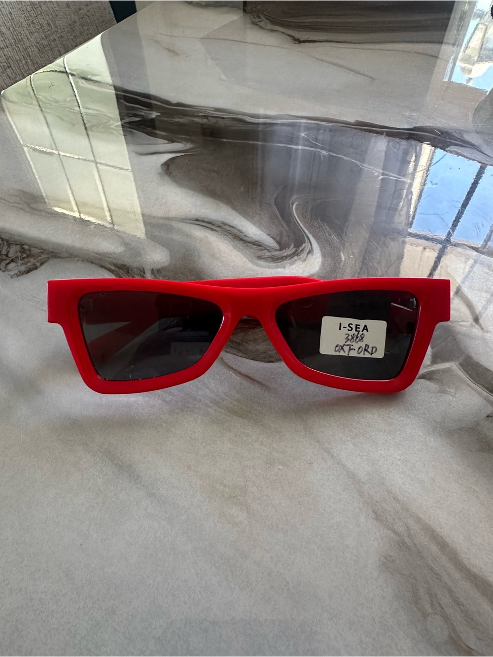 Red Geometric Square Sunglasses – Gold Detail Statement Frames – New With Tags